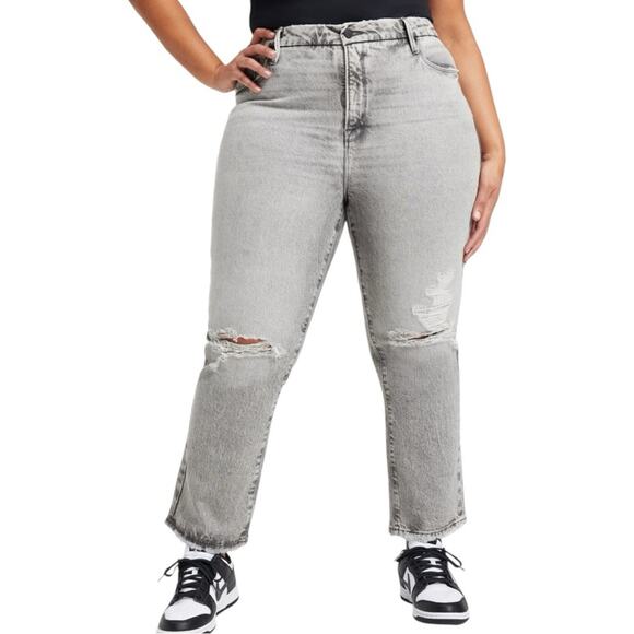 NWT Good American Good Boy Grey Wash High Rise Straight Jean Size 18 Retail $149 - Picture 6 of 8